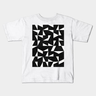 Mid-Century Modern Pattern No.10 - Black and White Concrete Kids T-Shirt